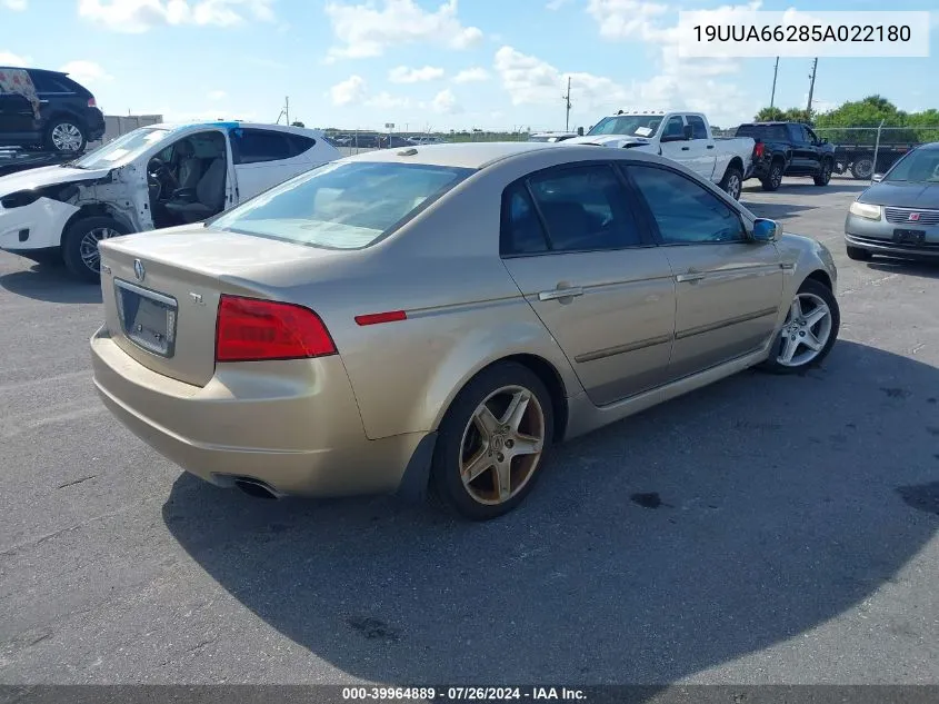 2005 Acura Tl VIN: 19UUA66285A022180 Lot: 39964889