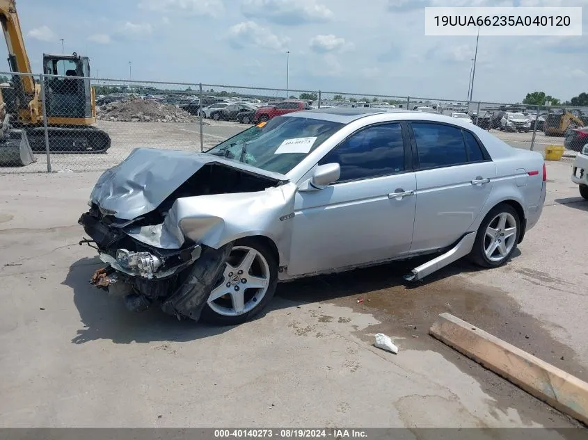 2005 Acura Tl VIN: 19UUA66235A040120 Lot: 40140273