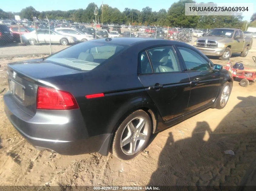 2005 Acura Tl VIN: 19UUA66275A063934 Lot: 40297227