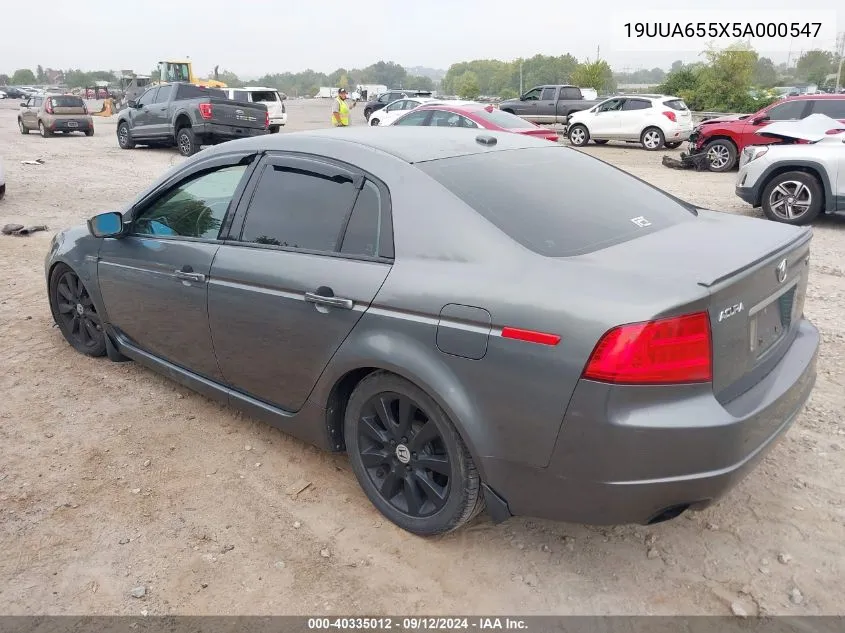 2005 Acura Tl VIN: 19UUA655X5A000547 Lot: 40335012