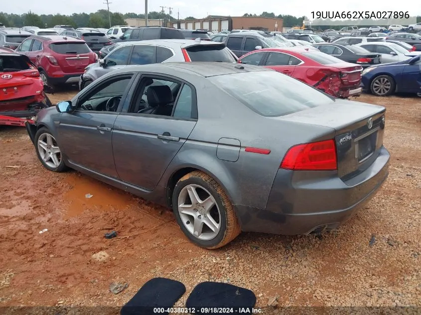 2005 Acura Tl VIN: 19UUA662X5A027896 Lot: 40380312