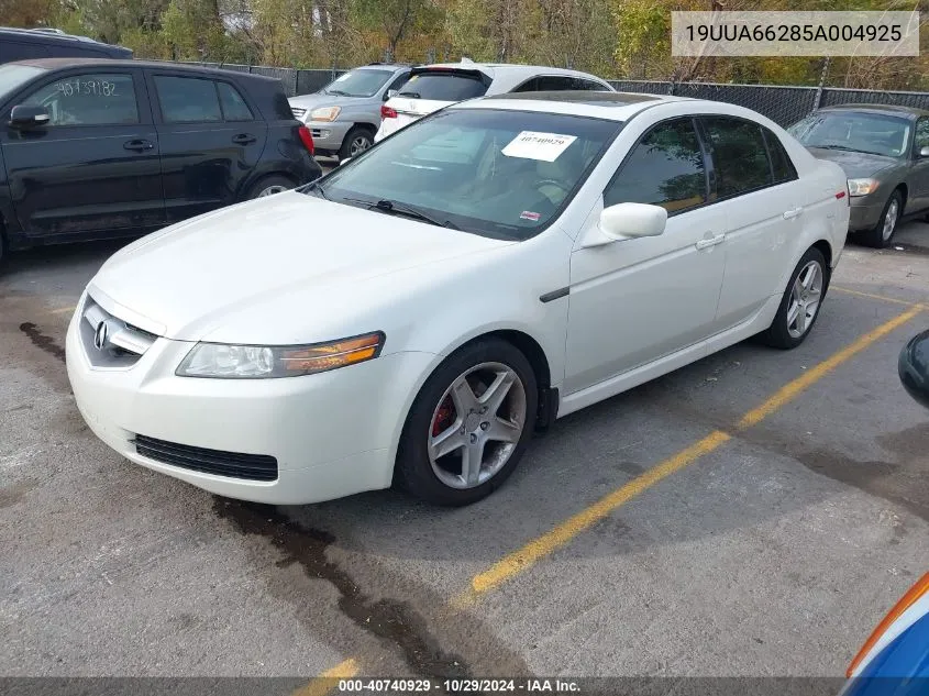 2005 Acura Tl Base W/Nav System (A5) VIN: 19UUA66285A004925 Lot: 40740929