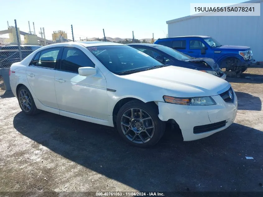 2005 Acura Tl VIN: 19UUA65615A078241 Lot: 40761053