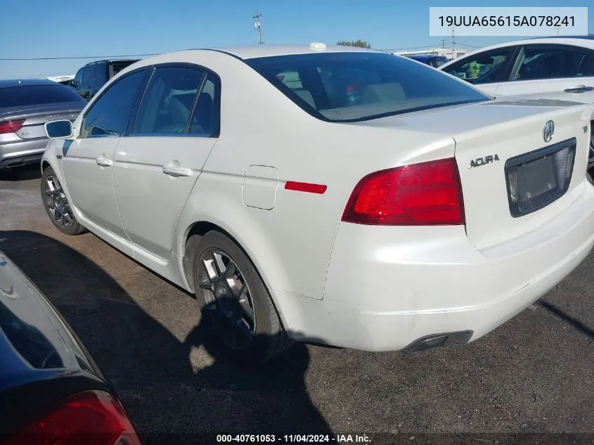 2005 Acura Tl VIN: 19UUA65615A078241 Lot: 40761053