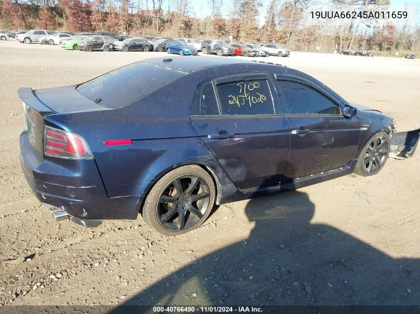 2005 Acura Tl Base W/Nav System (A5) VIN: 19UUA66245A011659 Lot: 40766490