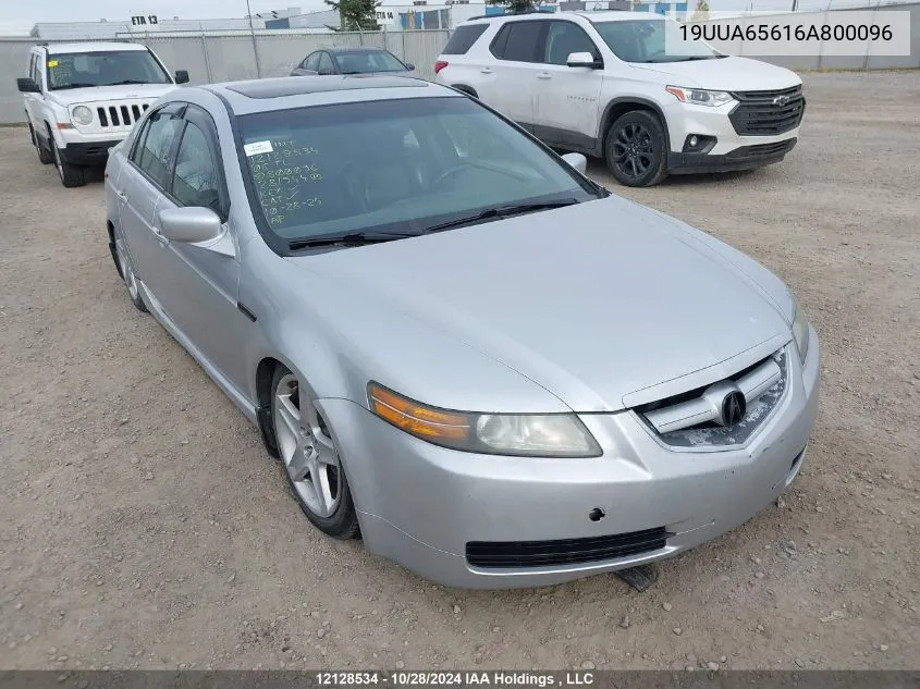 2006 Acura Tl VIN: 19UUA65616A800096 Lot: 12128534