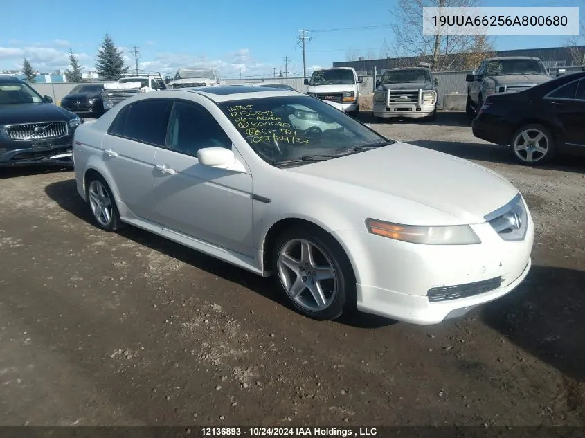 2006 Acura Tl VIN: 19UUA66256A800680 Lot: 12136893