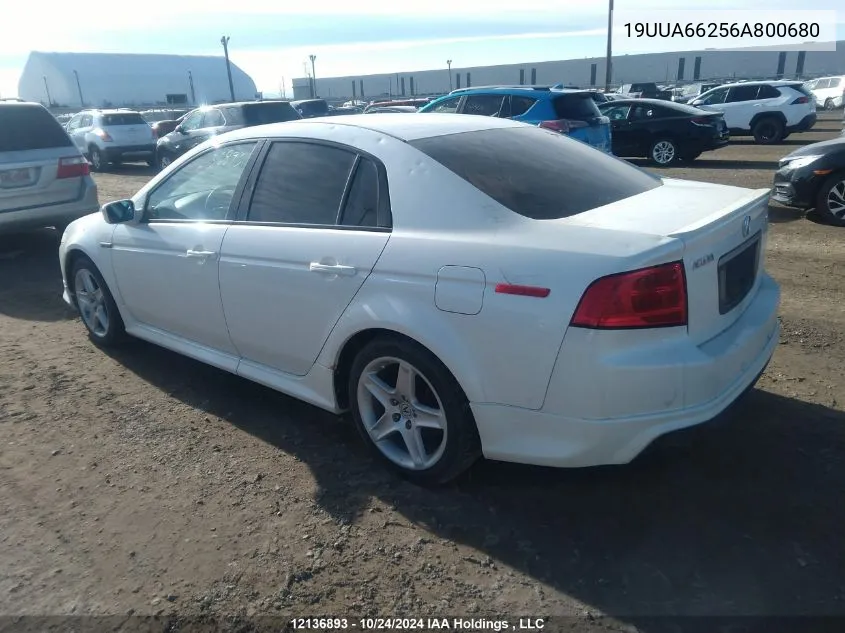 2006 Acura Tl VIN: 19UUA66256A800680 Lot: 12136893