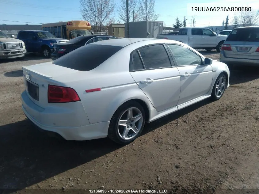 2006 Acura Tl VIN: 19UUA66256A800680 Lot: 12136893