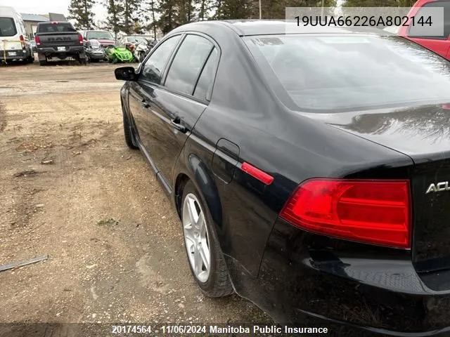 2006 Acura Tl VIN: 19UUA66226A802144 Lot: 20174564