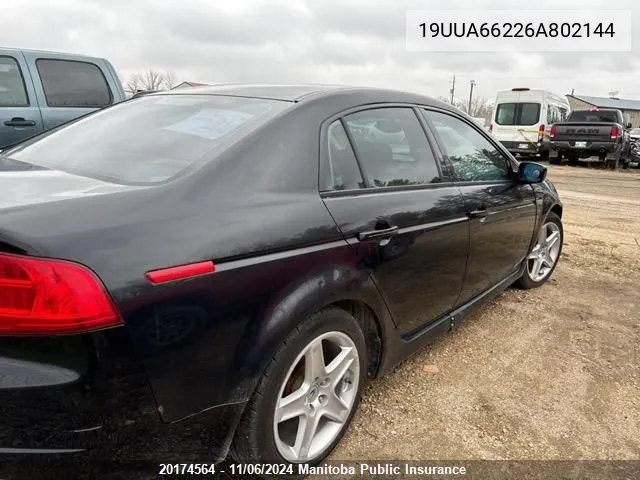 2006 Acura Tl VIN: 19UUA66226A802144 Lot: 20174564