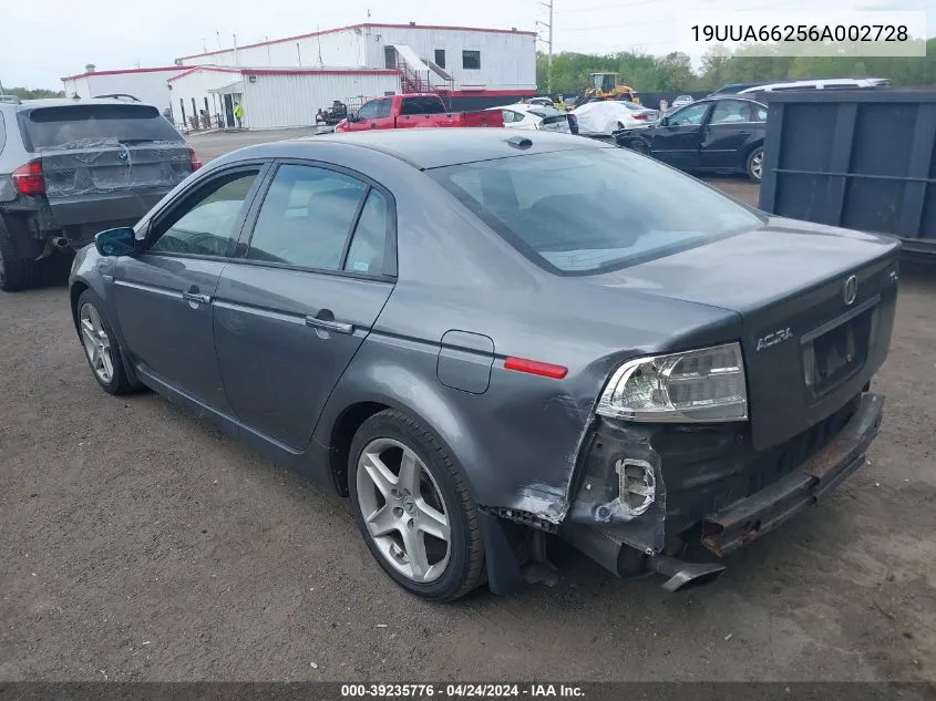 2006 Acura Tl VIN: 19UUA66256A002728 Lot: 39235776