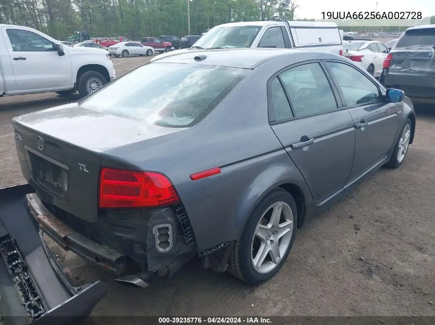 2006 Acura Tl VIN: 19UUA66256A002728 Lot: 39235776