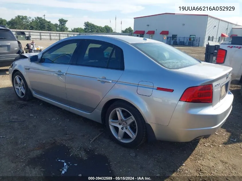 2006 Acura Tl VIN: 19UUA66216A052929 Lot: 39432589