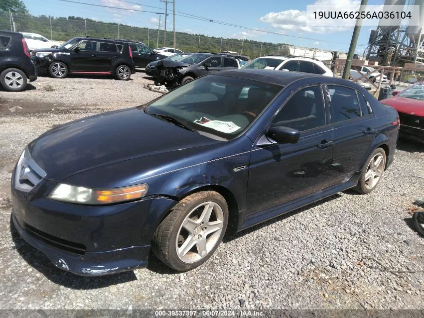 2006 Acura Tl VIN: 19UUA66256A036104 Lot: 39537397