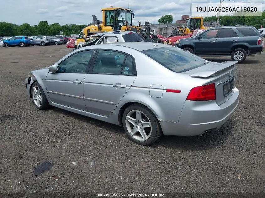 2006 Acura Tl VIN: 19UUA66286A018020 Lot: 39595525