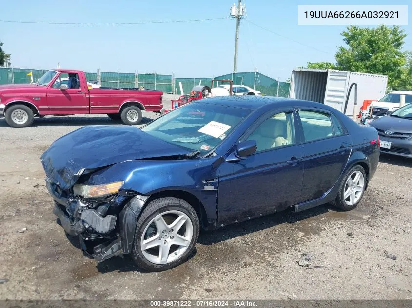 2006 Acura Tl VIN: 19UUA66266A032921 Lot: 39871222