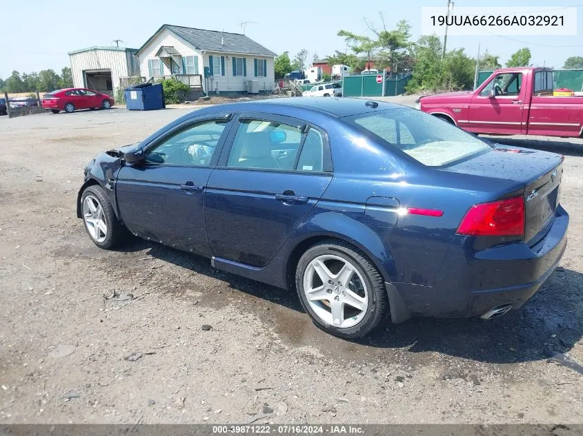 2006 Acura Tl VIN: 19UUA66266A032921 Lot: 39871222