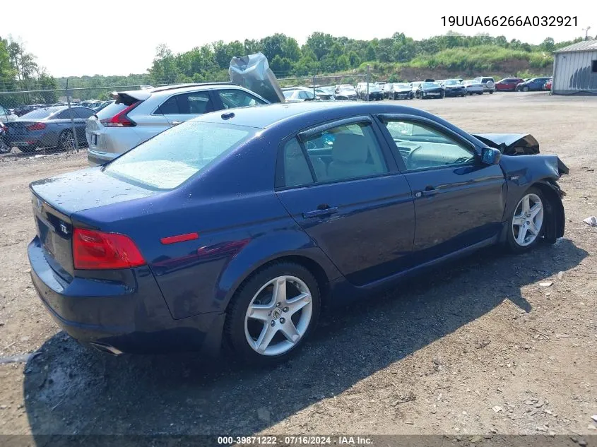 2006 Acura Tl VIN: 19UUA66266A032921 Lot: 39871222