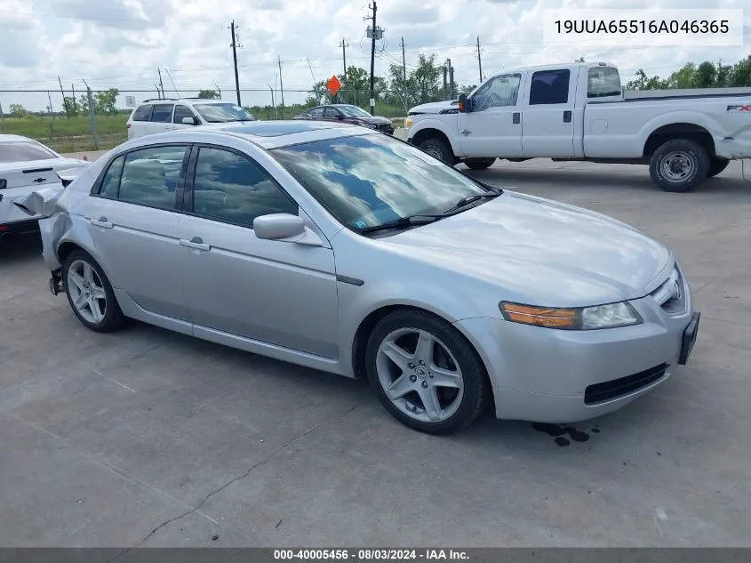 2006 Acura Tl VIN: 19UUA65516A046365 Lot: 40005456