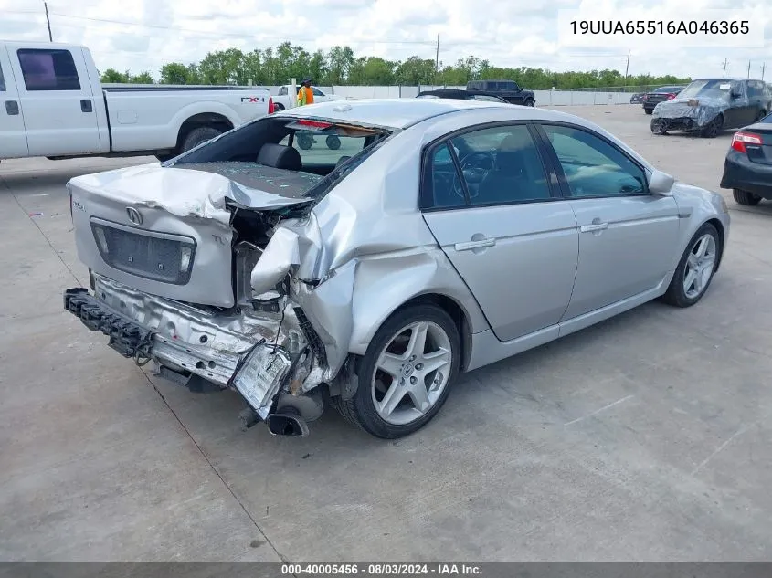 2006 Acura Tl VIN: 19UUA65516A046365 Lot: 40005456