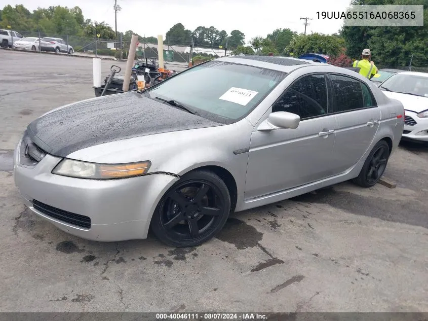 2006 Acura Tl VIN: 19UUA65516A068365 Lot: 40046111