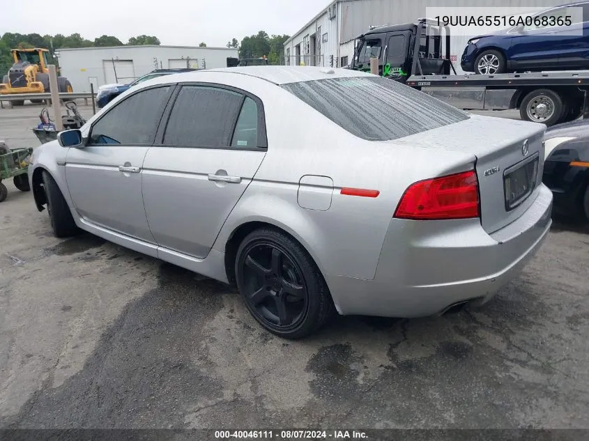 2006 Acura Tl VIN: 19UUA65516A068365 Lot: 40046111