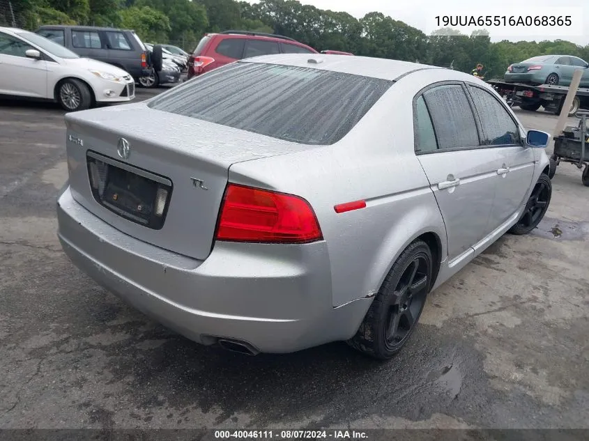 2006 Acura Tl VIN: 19UUA65516A068365 Lot: 40046111