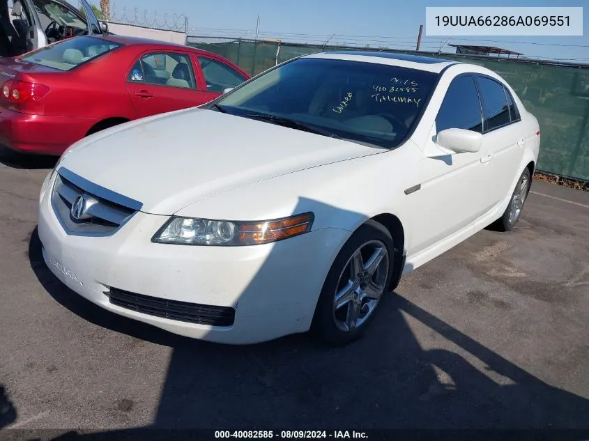 2006 Acura Tl VIN: 19UUA66286A069551 Lot: 40082585