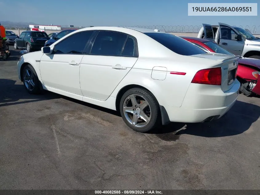 2006 Acura Tl VIN: 19UUA66286A069551 Lot: 40082585