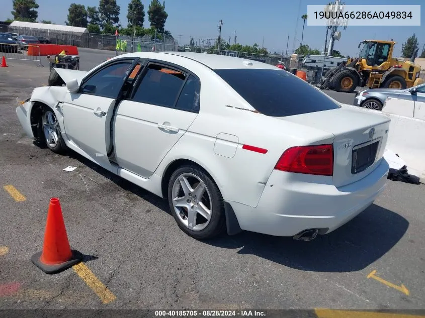 2006 Acura Tl VIN: 19UUA66286A049834 Lot: 40185705