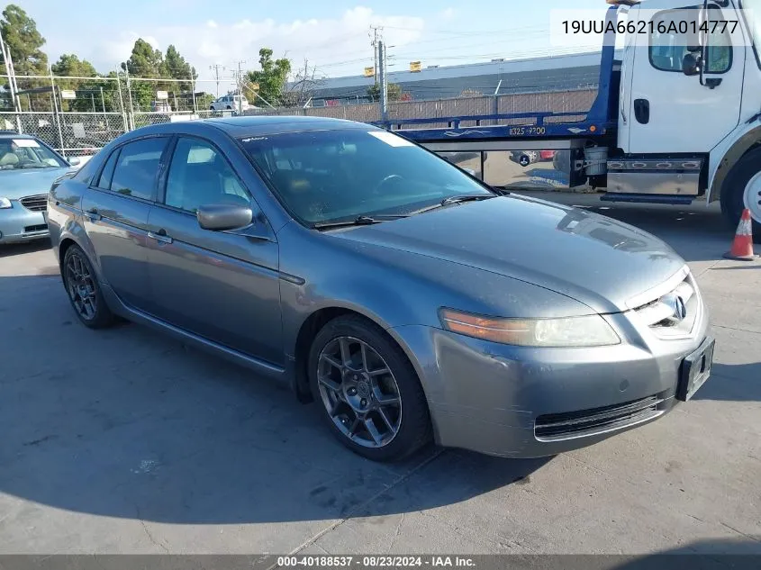 2006 Acura Tl VIN: 19UUA66216A014777 Lot: 40188537