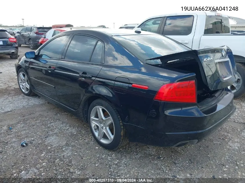 2006 Acura Tl VIN: 19UUA662X6A041248 Lot: 40257370