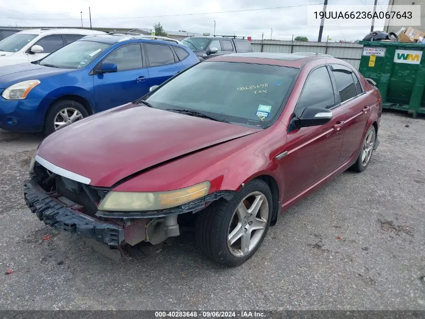 2006 Acura Tl VIN: 19UUA66236A067643 Lot: 40283648