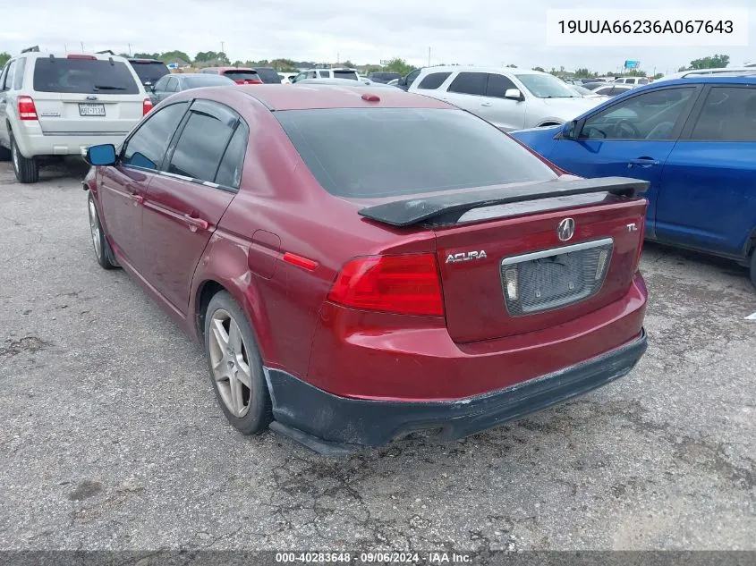 2006 Acura Tl VIN: 19UUA66236A067643 Lot: 40283648