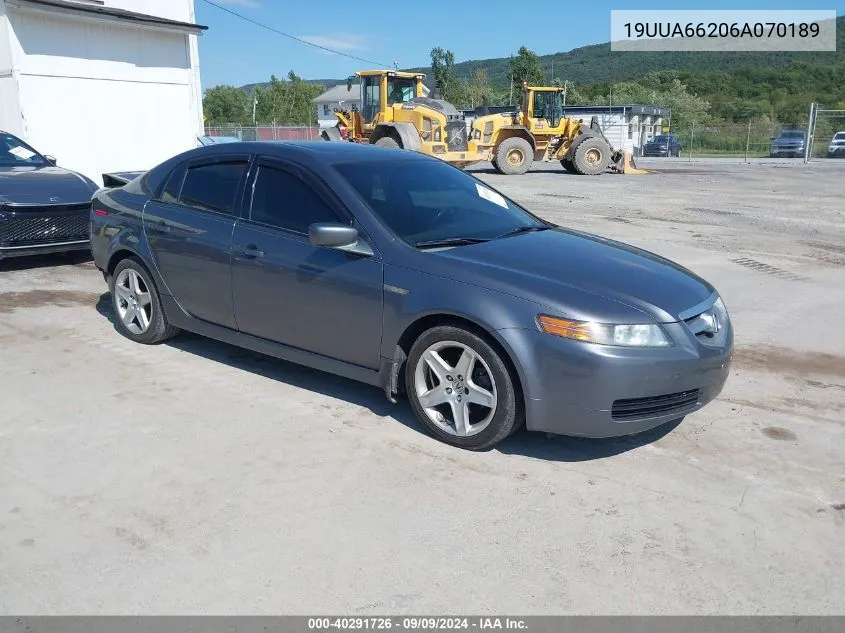 2006 Acura Tl VIN: 19UUA66206A070189 Lot: 40291726