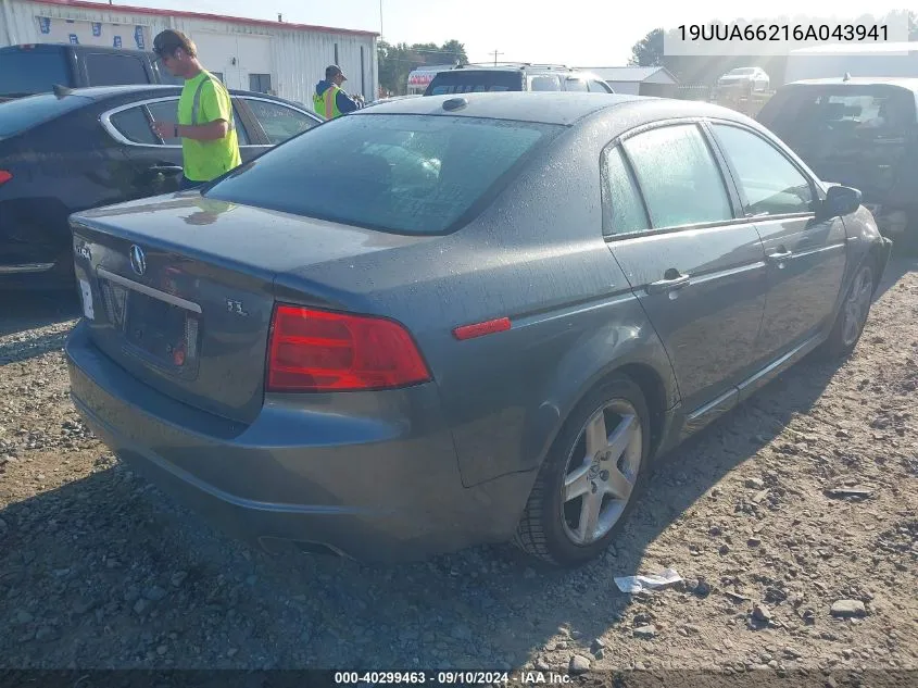 2006 Acura 3.2Tl VIN: 19UUA66216A043941 Lot: 40299463