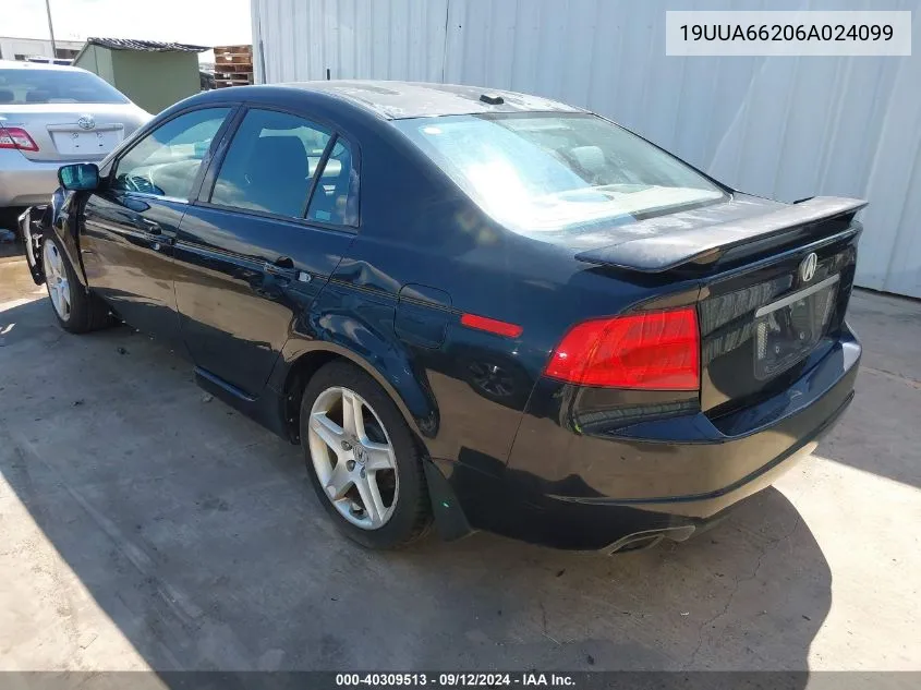 2006 Acura Tl VIN: 19UUA66206A024099 Lot: 40309513