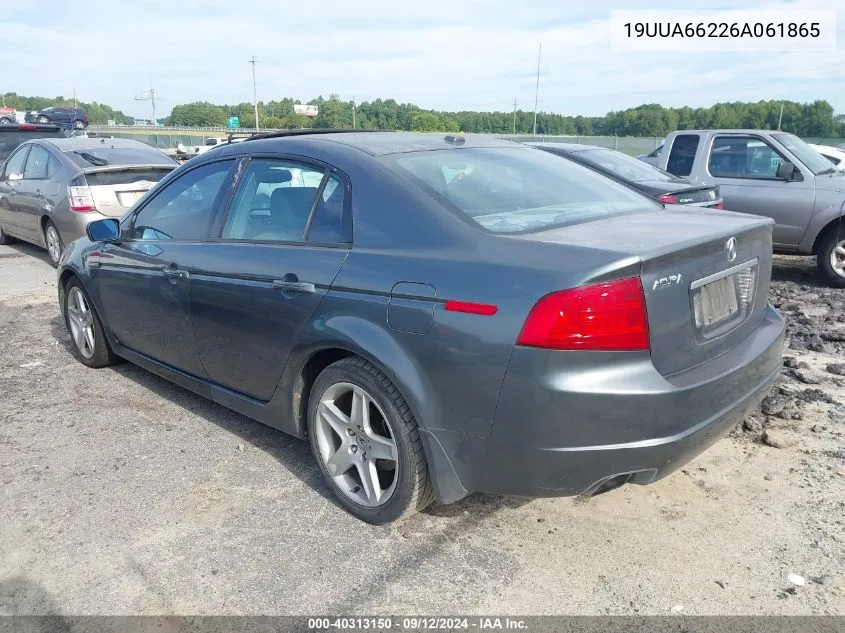 2006 Acura Tl VIN: 19UUA66226A061865 Lot: 40313150