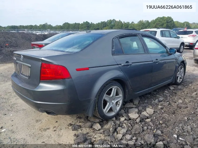 2006 Acura Tl VIN: 19UUA66226A061865 Lot: 40313150