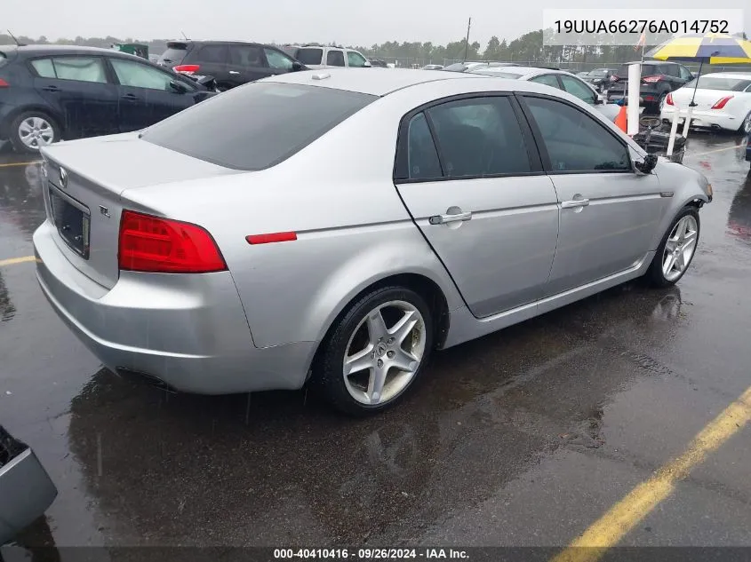 2006 Acura Tl VIN: 19UUA66276A014752 Lot: 40410416