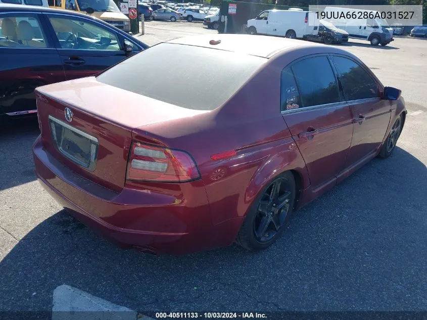 2006 Acura Tl VIN: 19UUA66286A031527 Lot: 40511133