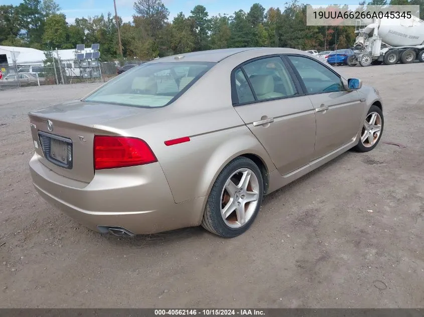 2006 Acura Tl VIN: 19UUA66266A045345 Lot: 40562146