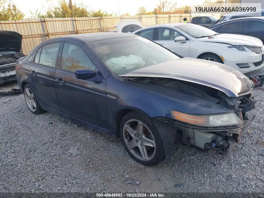 2006 Acura Tl VIN: 19UUA66266A036998 Lot: 40649592