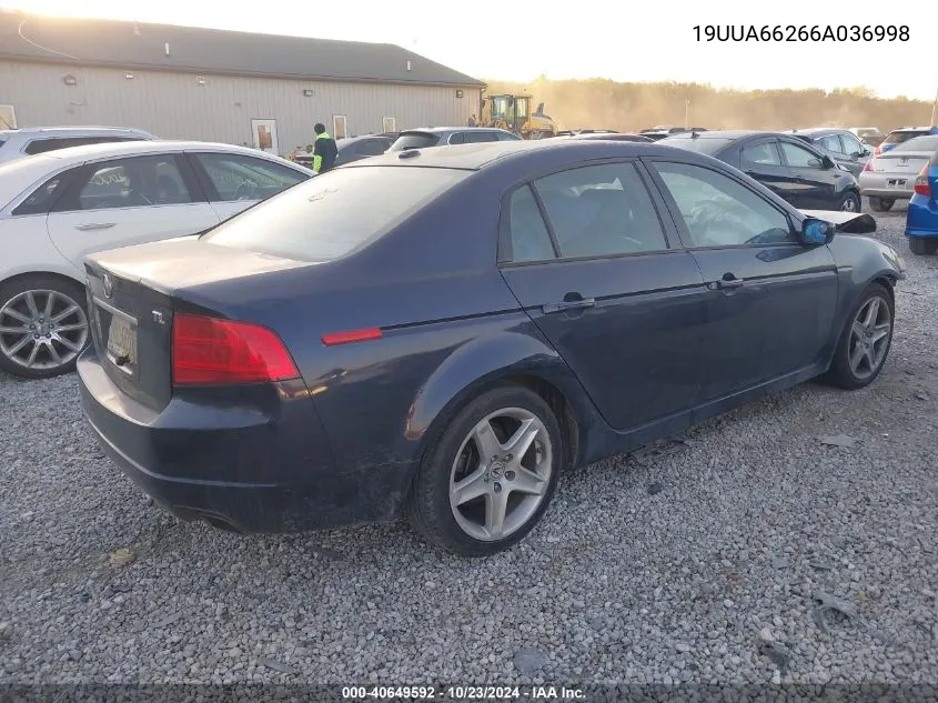 2006 Acura Tl VIN: 19UUA66266A036998 Lot: 40649592