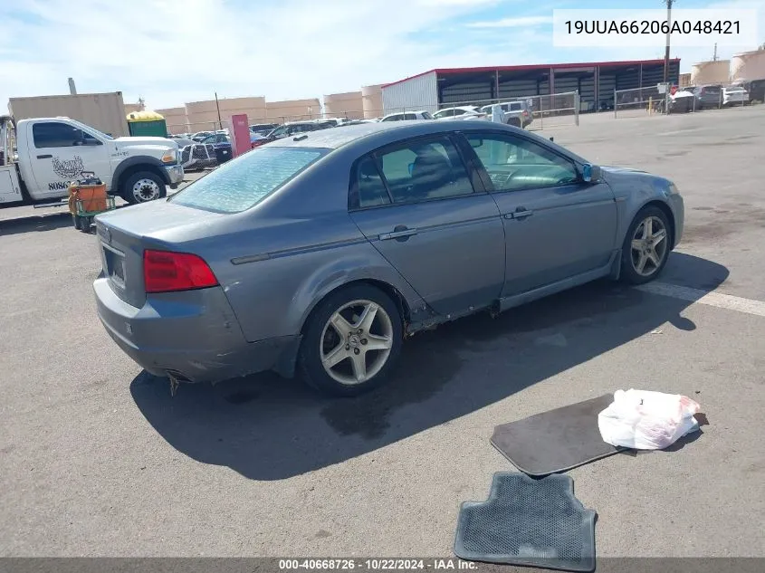 2006 Acura Tl VIN: 19UUA66206A048421 Lot: 40668726