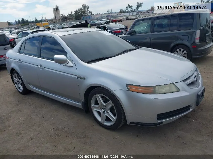 2006 Acura Tl VIN: 19UUA66226A014674 Lot: 40765546