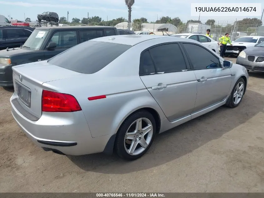 2006 Acura Tl VIN: 19UUA66226A014674 Lot: 40765546