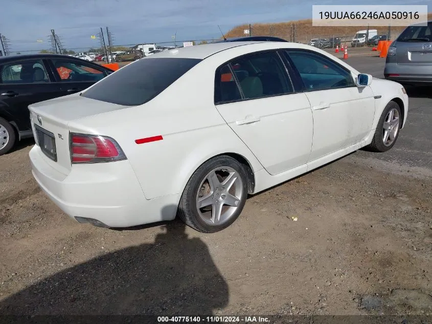 2006 Acura Tl VIN: 19UUA66246A050916 Lot: 40775140