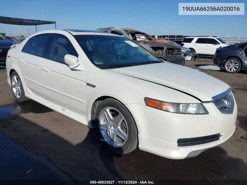 2006 Acura Tl VIN: 19UUA66256A020016 Lot: 40833027